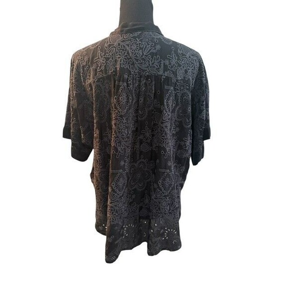 Johnny Was Women The Audrey Blouse Size Extra Large Black Short Sleeve Button Up - Picture 7 of 11